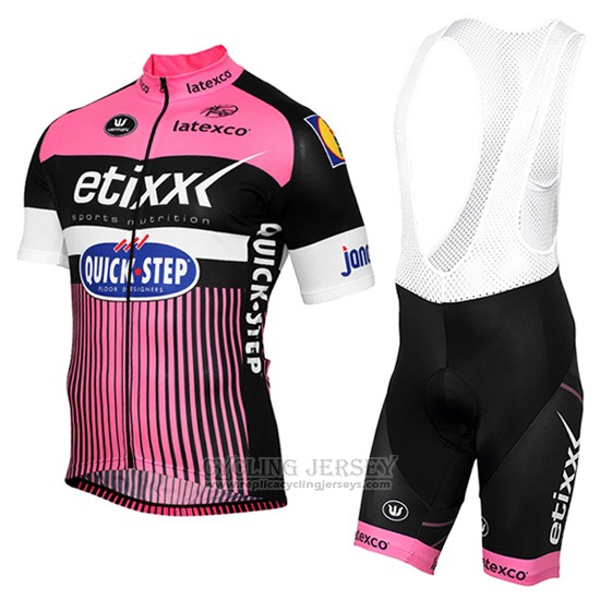2016 Cycling Jersey Etixx Quick Step Pink and Black Short Sleeve and Bib Short